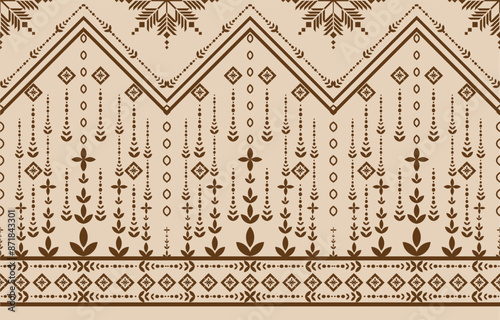 Geometric ethnic oriental pattern traditional Design for background,carpet,wallpaper,clothing,wrapping,Batik,fabric,Vector embroidery style. 