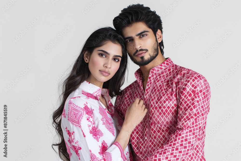 young indian couple wearing fashionable cloth young indian couple wearing fashionable cloth