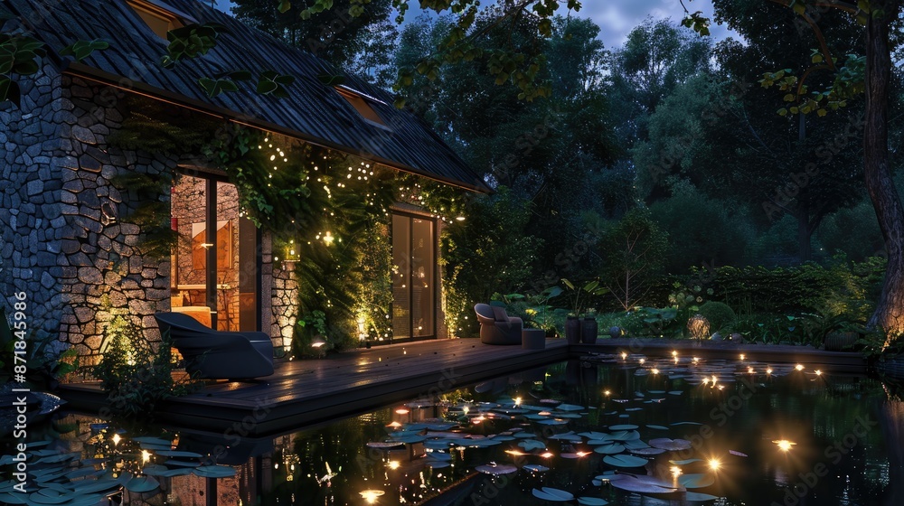 Fototapeta premium Garden Building Illumination