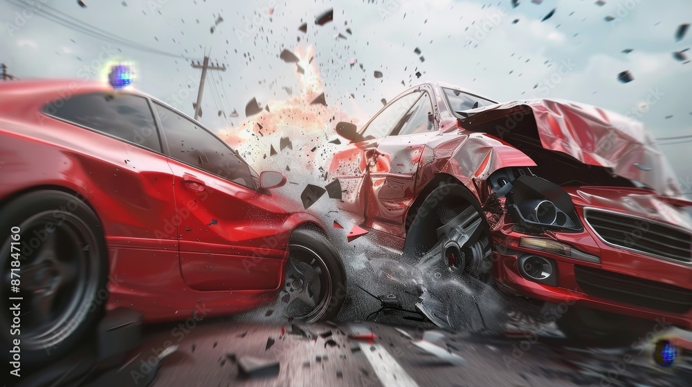Collide With Realistic illustration of two cars colliding in a conceptual crash ...