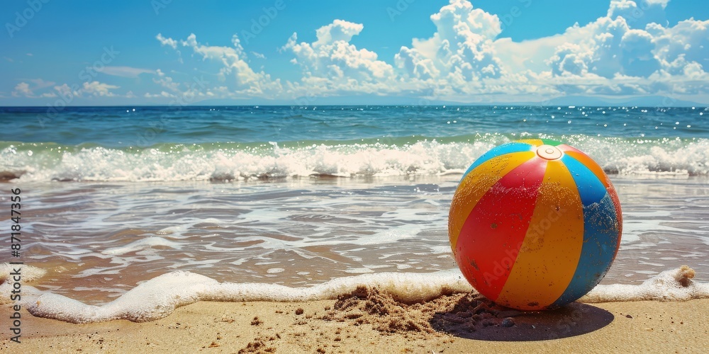 Obraz premium Beach Ball on Sandy Shore