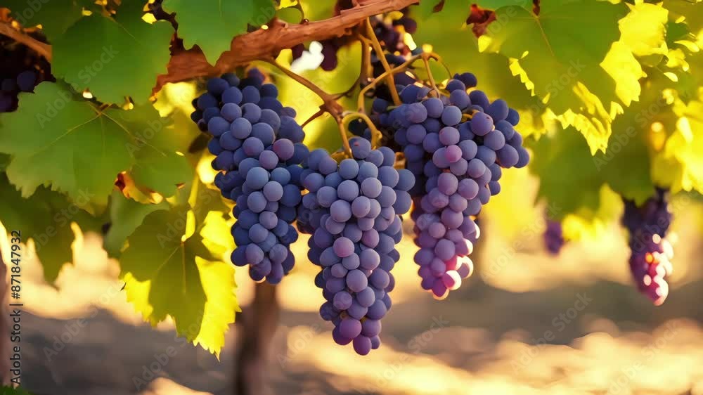 A vineyard showing off ripe grapes ready for harvest A vineyard showing off ripe grapes ready for harvest