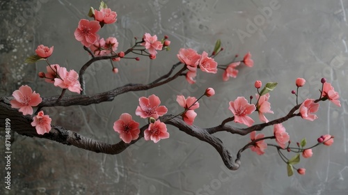 Designing cherry twig decor with blooming blossoms