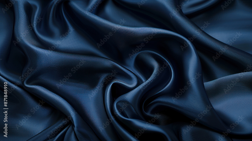 Fototapeta premium Dark blue silk fabric background with soft folds. Perfect for Christmas, birthdays, anniversaries, awards, or any elegant design.