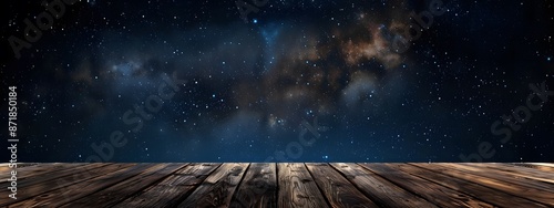 Empty wooden table and cosmos in the background, Copy space.