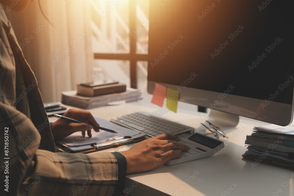 Fototapeta premium Team of business people working together in the meeting room office, teamwork background charts and graphs banner, double exposure successful teamwork,business planning concept.