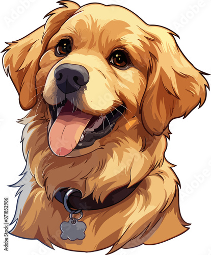 Cartoon of yellow labrador retriever head isolated on white background