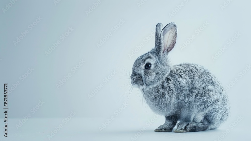 Obraz premium White backdrop featuring a gray bunny