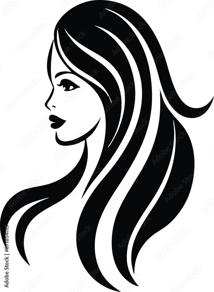 Women beauty logo illustration black and white Women beauty logo illustration black and white