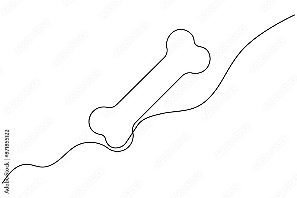 Dog bone continuous one line drawing of isolated outline vector art illustration Dog bone continuous one line drawing of isolated outline vector art illustration
