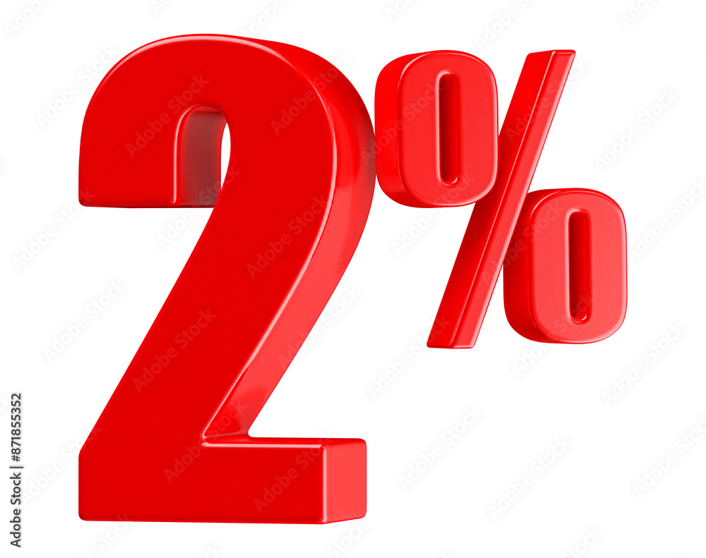 2 Percent Off Sale Red Number 3D 2 Percent Off Sale Red Number 3D