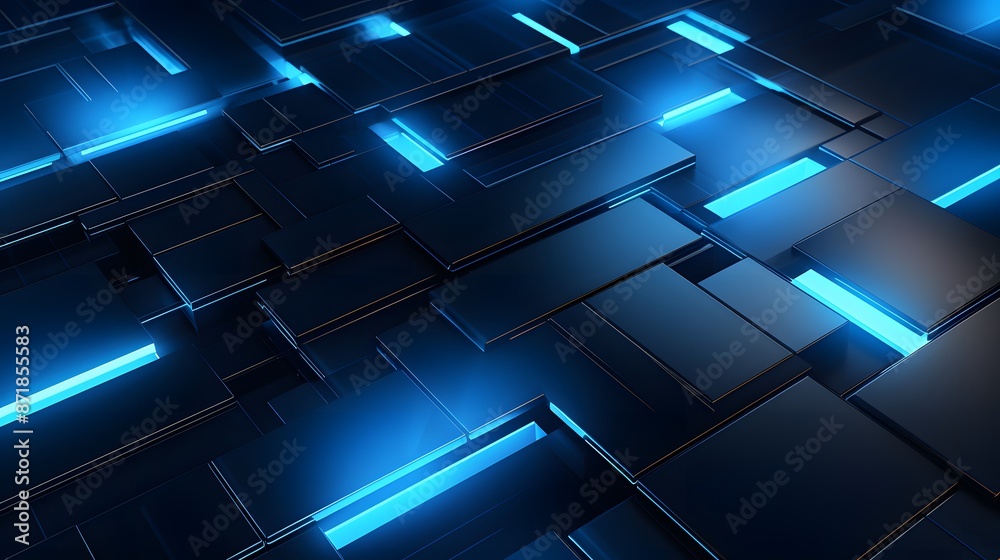 3d rendering of blue and black abstract geometric background. Scene for advertising, technology, showcase, banner, game, sport, cosmetic, business, metaverse. Sci-Fi Illustration. Product display 3d rendering of blue and black abstract geometric background. Scene for advertising, technology, showcase, banner, game, sport, cosmetic, business, metaverse. Sci-Fi Illustration. Product display