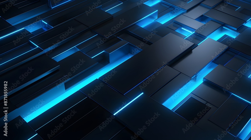 3d rendering of blue and black abstract geometric background. Scene for advertising, technology, showcase, banner, game, sport, cosmetic, business, metaverse. Sci-Fi Illustration. Product display 3d rendering of blue and black abstract geometric background. Scene for advertising, technology, showcase, banner, game, sport, cosmetic, business, metaverse. Sci-Fi Illustration. Product display