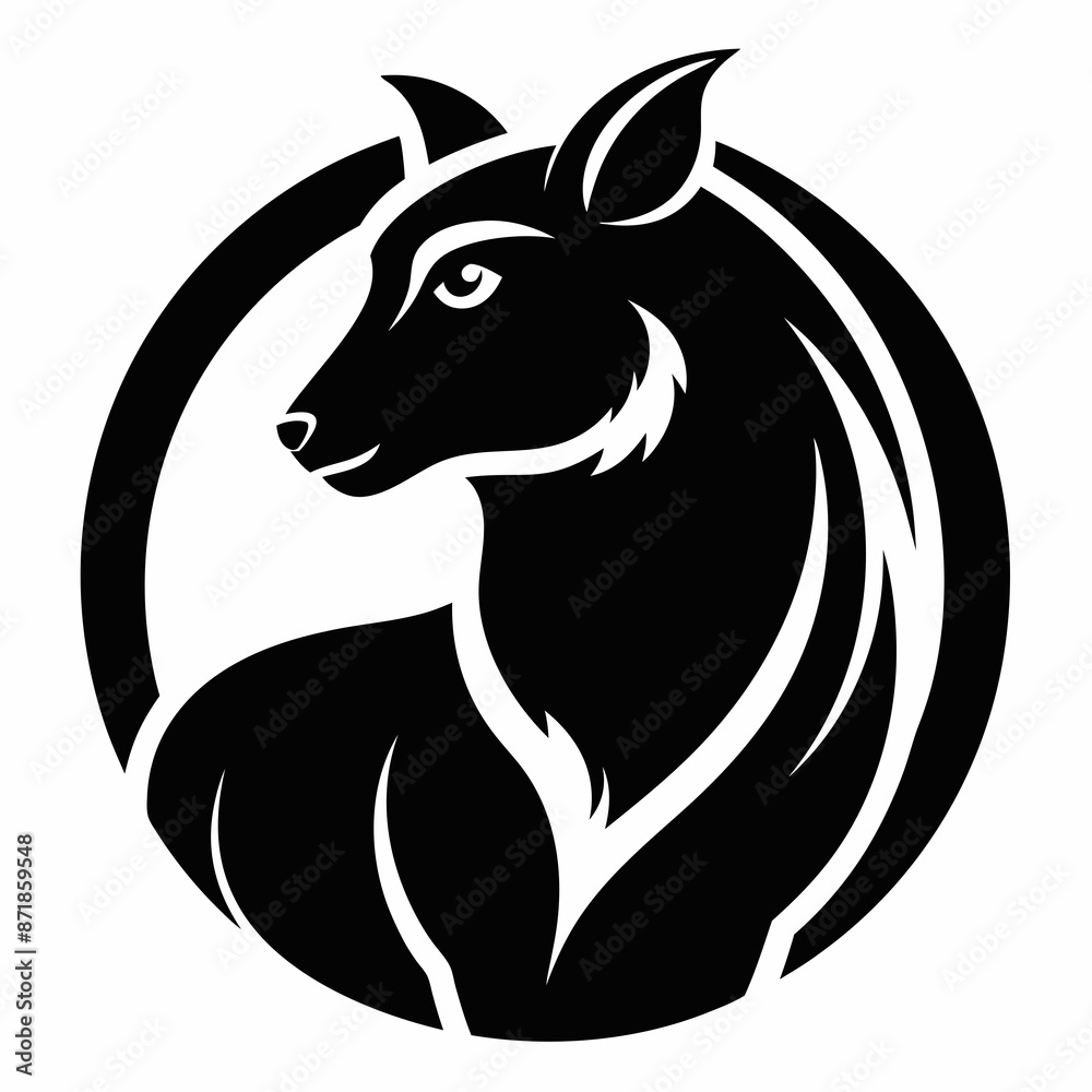 Fototapeta premium Animal logo icon black shape white background