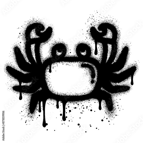 Crab graffiti with black spray paint.