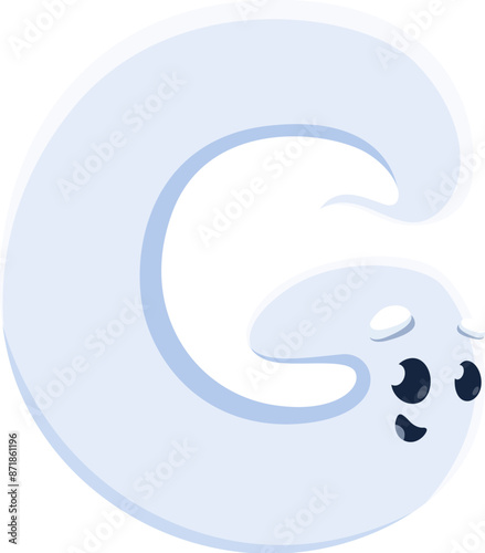 Halloween font, letter G as cartoon boo ghost for kids spooky alphabet, vector ABC character. Halloween font type or typeface typography, letter G in shape of spooky funny ghost for horror holiday