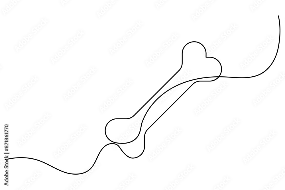 Dog bone continuous one line drawing of isolated outline vector art illustration Dog bone continuous one line drawing of isolated outline vector art illustration