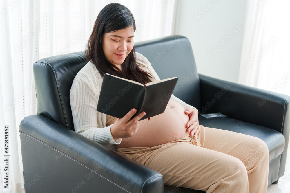 An Asian young pregnant wife relaxes on the sofa at home, filled with love and anticipation, preparing for the arrival of her baby while embracing the journey of motherhood. An Asian young pregnant wife relaxes on the sofa at home, filled with love and anticipation, preparing for the arrival of her baby while embracing the journey of motherhood.