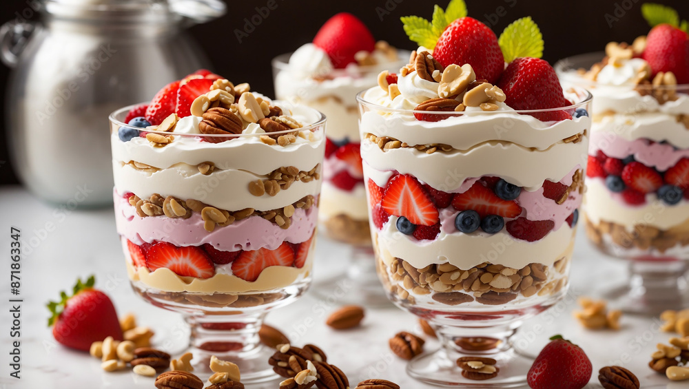 desserts with whipped cream granola berries and nuts desserts with whipped cream granola berries and nuts
