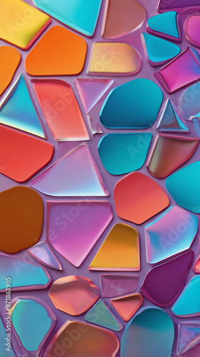 Holographic neon background for vertical screen, copy space. Colorful psychedelic abstract
