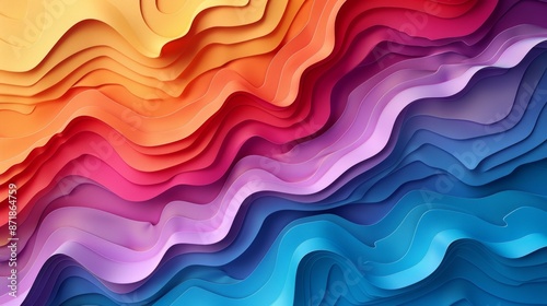 Abstract background featuring paper cut shapes in a colorful carving art style.