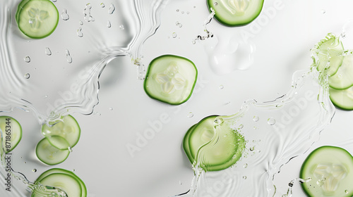Natural Cucumber Extract Hydrating Beauty Treatment, Clean White Background photo