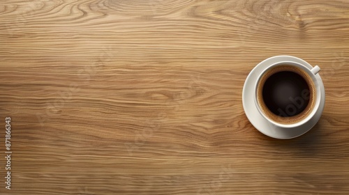 Cup of coffee on wooden surface
