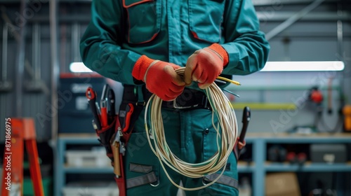 The Electrician Holding Cables photo