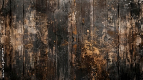 Vintage grunge wallpaper with dark wood texture and copy space