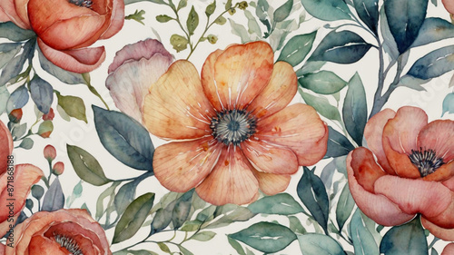 Wallpaper Mural Watercolor painting: Abstract floral composition with intricate details and delicate lines Torontodigital.ca