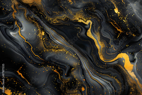 Abstract modern black gold liquid marble background