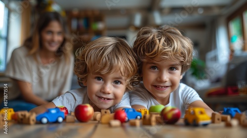 Two Boys Playing With Toys In A Home Setting