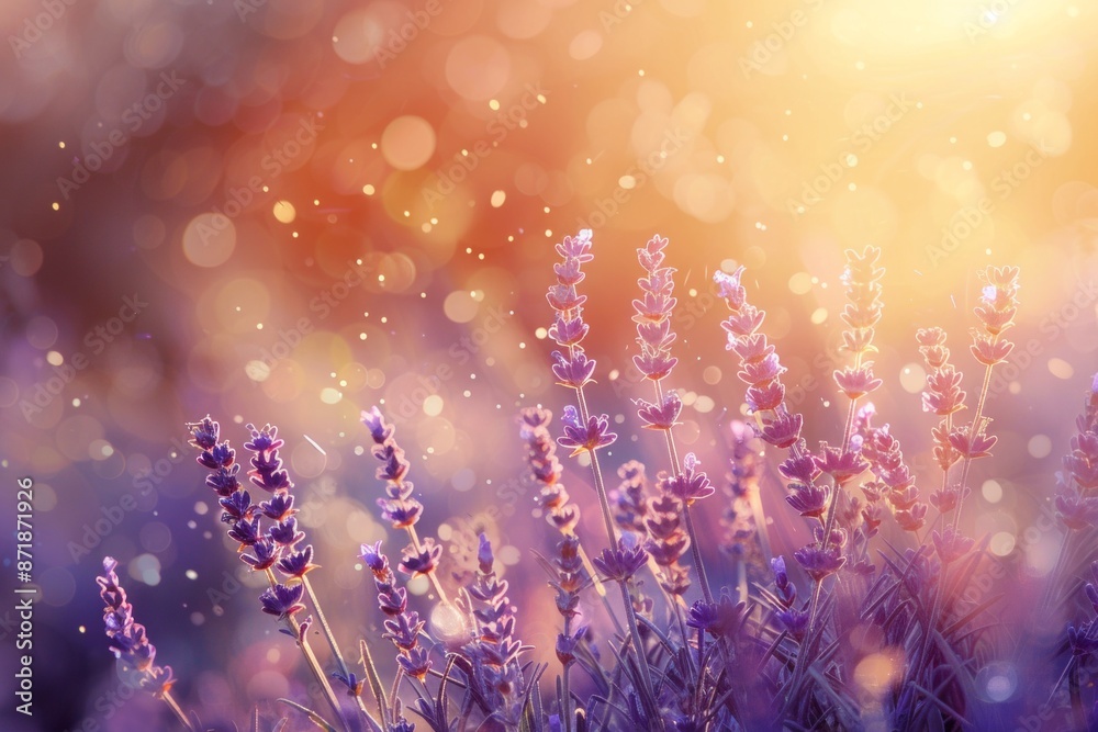 Lavender blooms swaying in a field, with a softly blurred background of a sunlit meadow. Lavender blooms swaying in a field, with a softly blurred background of a sunlit meadow.