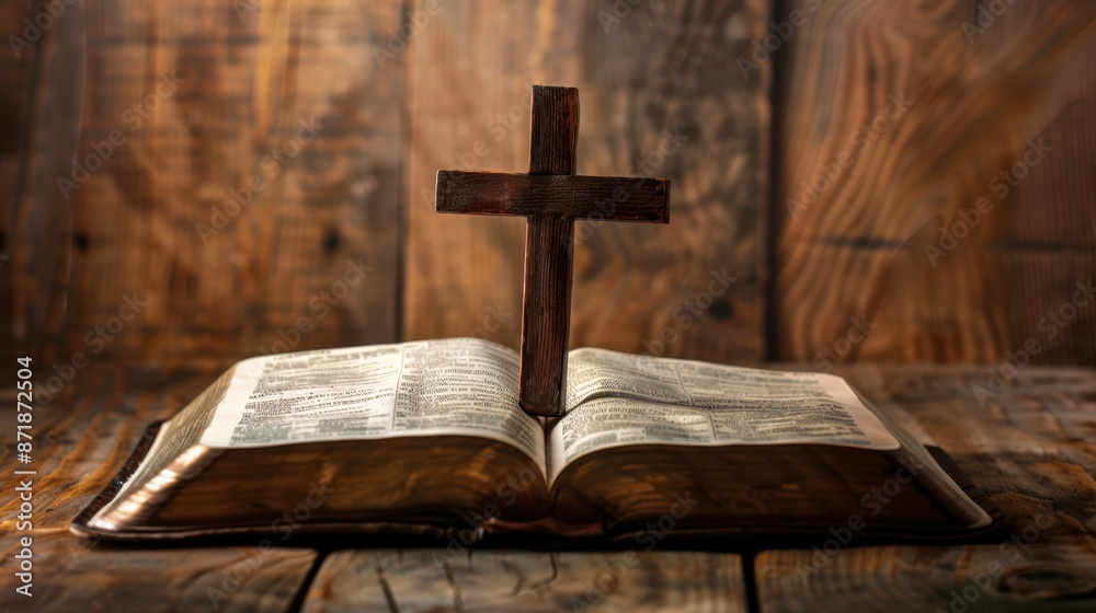 The Open Bible with Cross The Open Bible with Cross