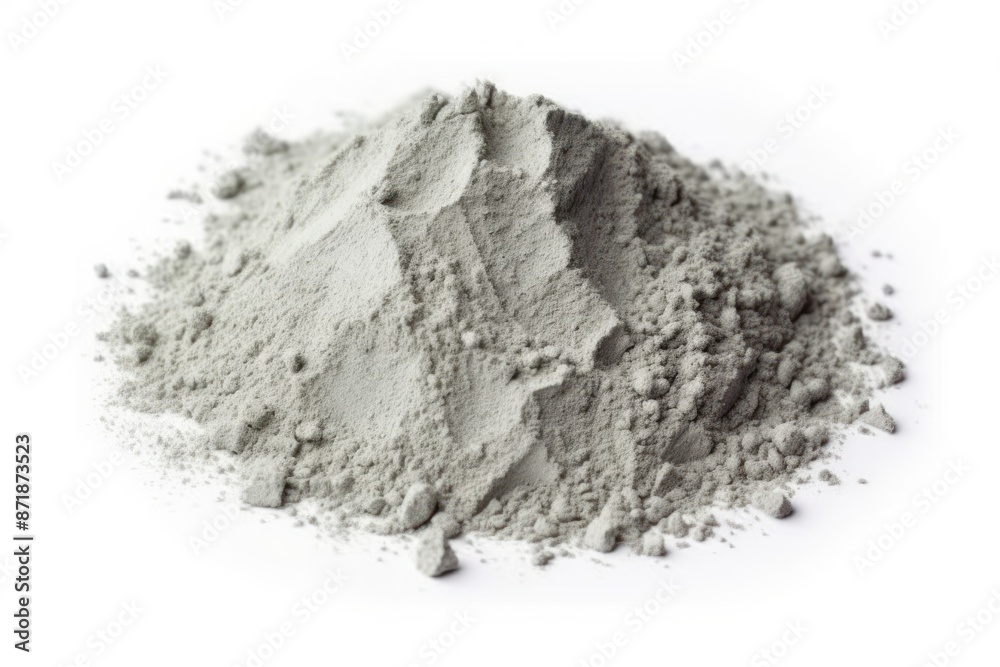 Pile of Fine Gray Powder Isolated on White Pile of Fine Gray Powder Isolated on White