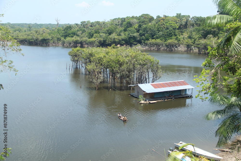 Naklejka premium canoa em rio na amazônia, em Rio Preto da Eva