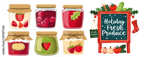 Christmas Jam and Christmas Farmer Market sign watercolor