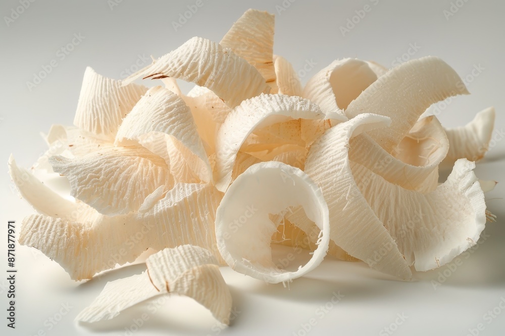Coconut shavings and curls isolated with mask Coconut shavings and curls isolated with mask