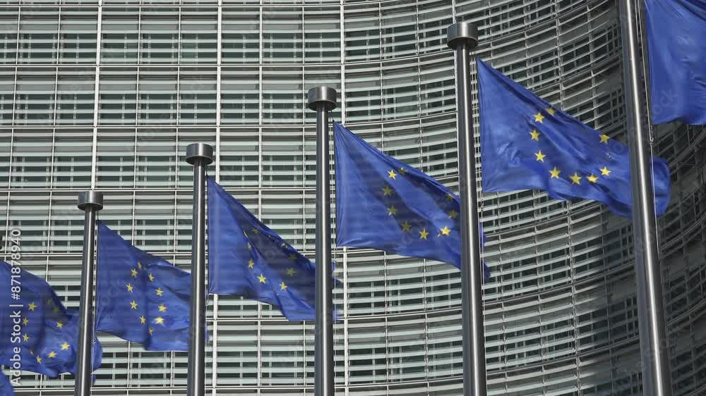 European Union flags at Commission building in Brussels