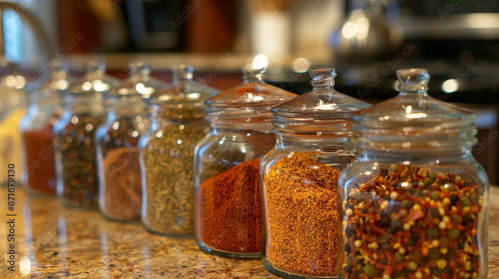 Spice Rack: A stylish, compact rack holding the jars, keeping them organized and easily accessible.
Spice Rack: A stylish, compact rack holding the jars, keeping them organized and easily accessible.