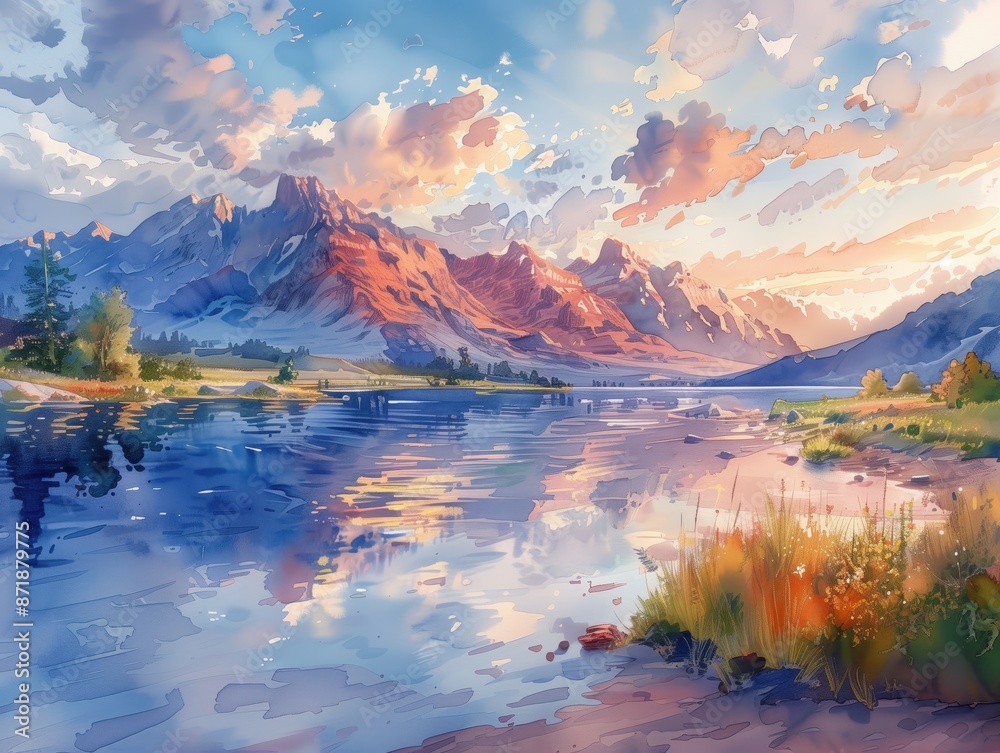 Obraz premium Abstract colorful cityscape watercolor painting