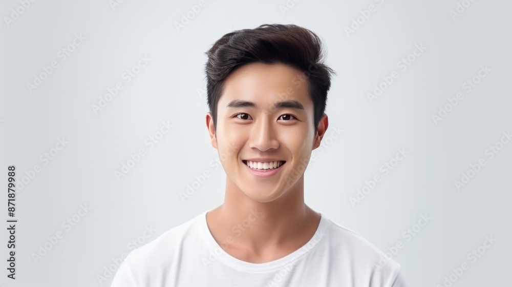 Happy handsome smiling young Asian man on white background. Happy handsome smiling young Asian man on white background.