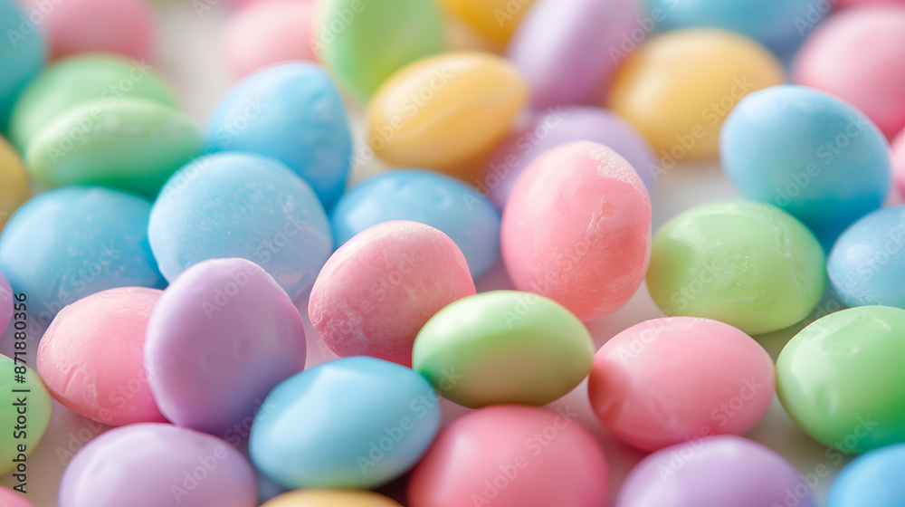 Lots of pastel colored candies piled together. Lots of pastel colored candies piled together.