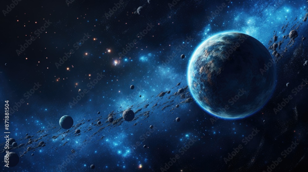 Obraz premium A blue planet in space