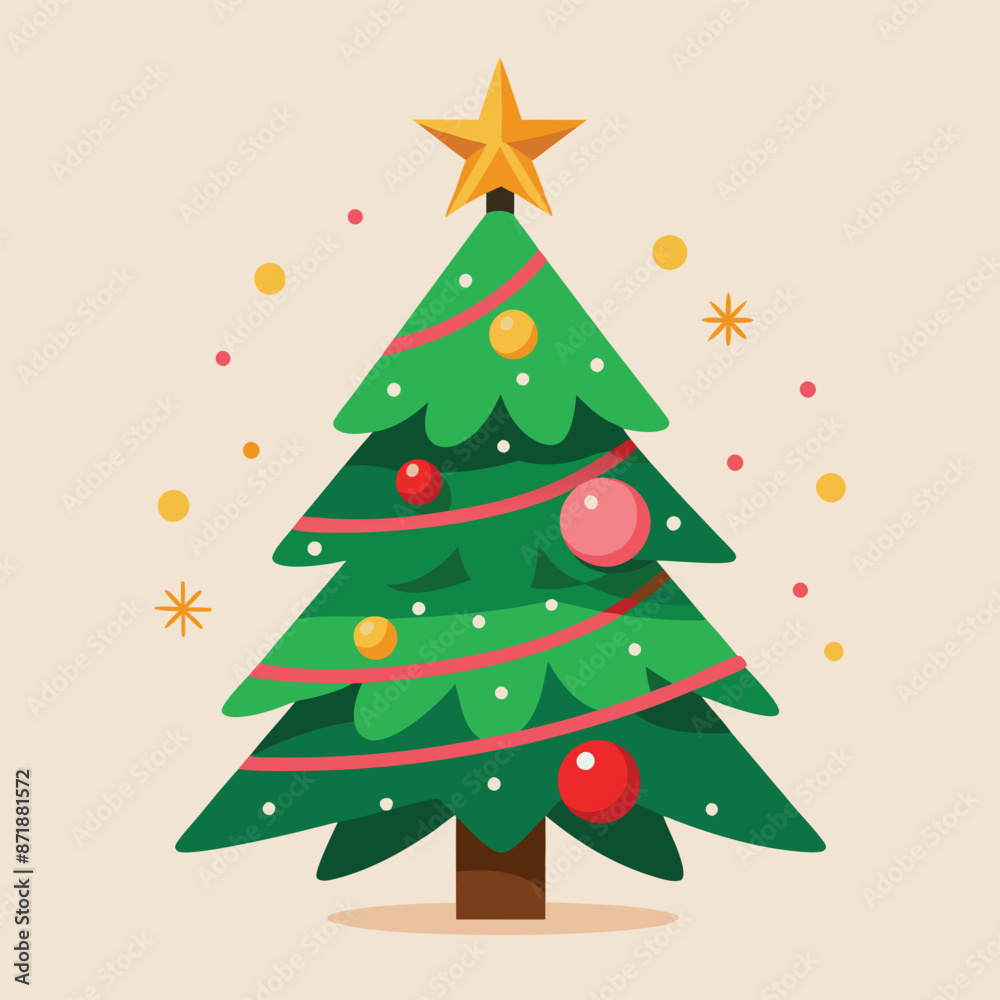 decorative christmas tree illustration on solid background decorative christmas tree illustration on solid background