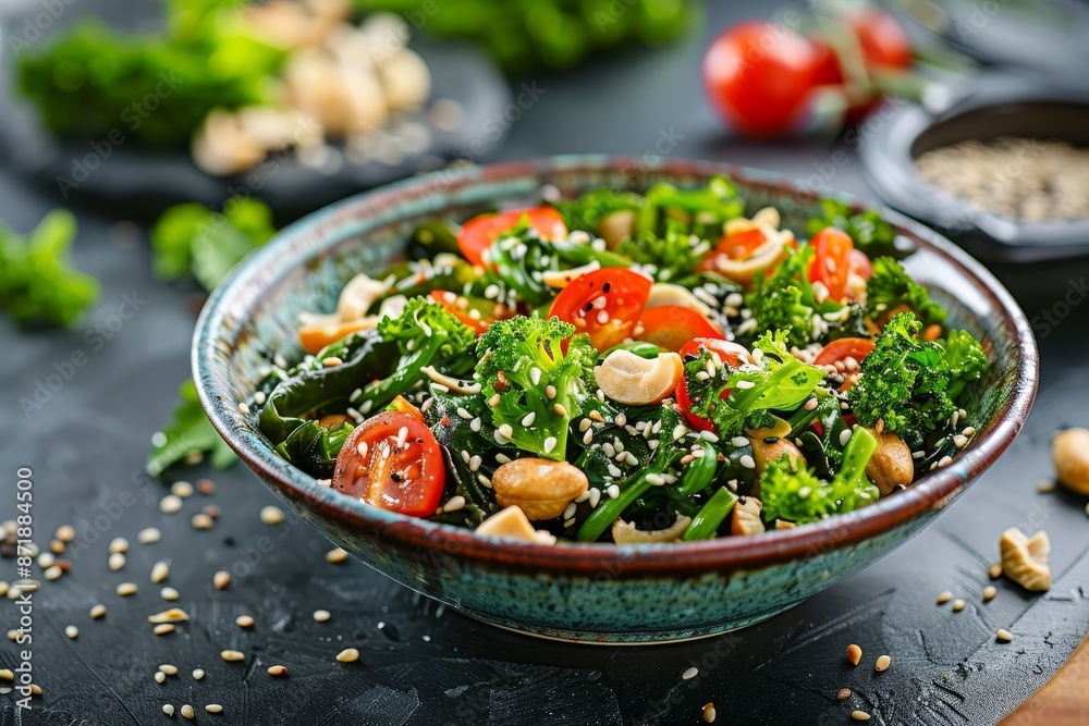 Delicious seaweed salad with cashews and sesame Delicious seaweed salad with cashews and sesame