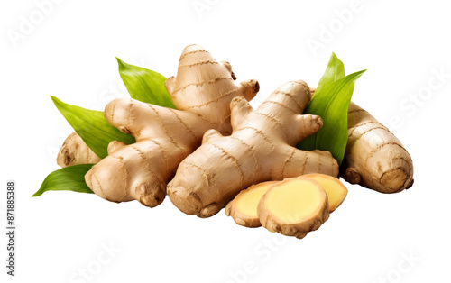 Fresh ginger root isolated on transparent background photo