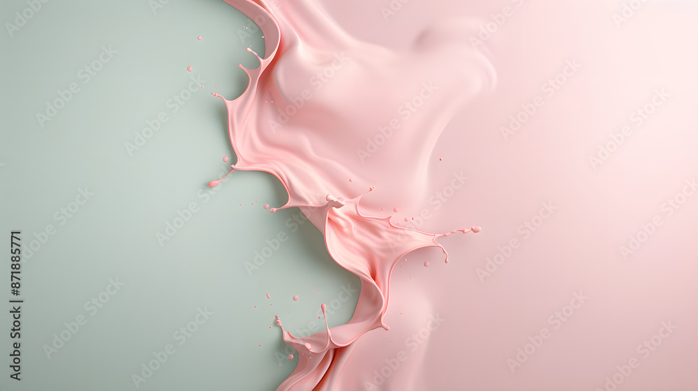 Pink liquid splash on mint green background Pink liquid splash on mint green background
