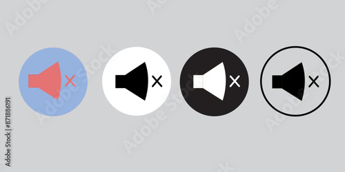 Sound Icon - Sound Off Icon Vector Design Flat Style Symbol, Mute Button Speaker Isolated background