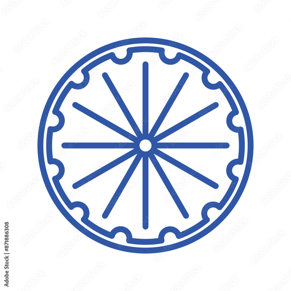 Ashoka Wheel linear logo mark in black and white Ashoka Wheel linear logo mark in black and white